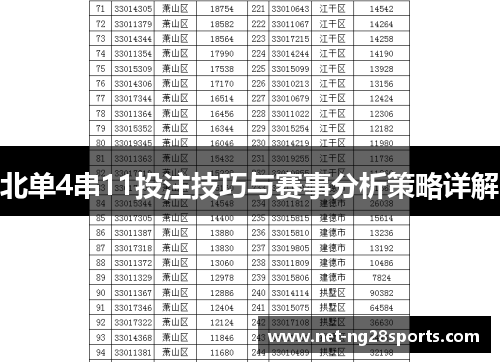 北单4串11投注技巧与赛事分析策略详解